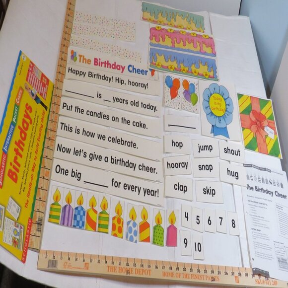 Birthday POCKET CHART complete set LAMINATED Scholastic - Picture 1 of 13